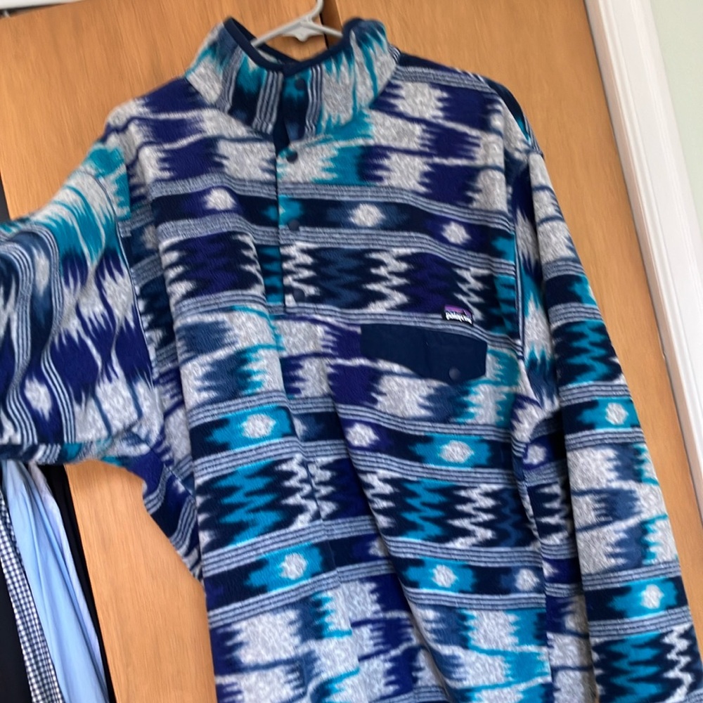 Blue and Gray Patterned Pullover